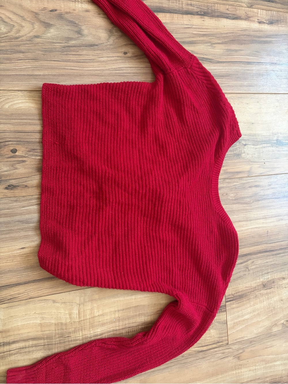 Hollister Red Ribbed Scoop-Neck Sweater